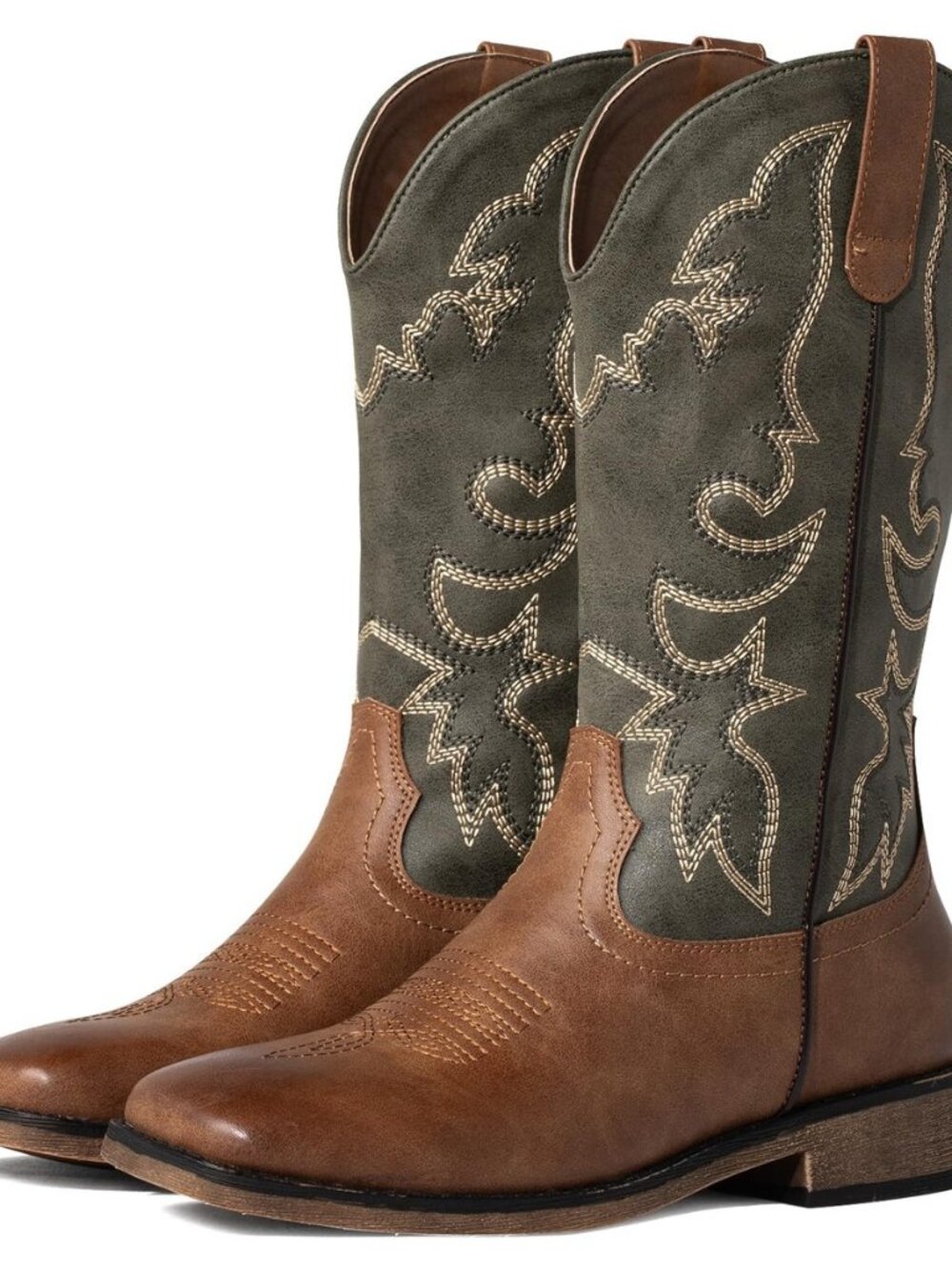 Square Toe Cowboy Cowgirl Boots for Women Mid Calf Ladies Fashion Embroidered